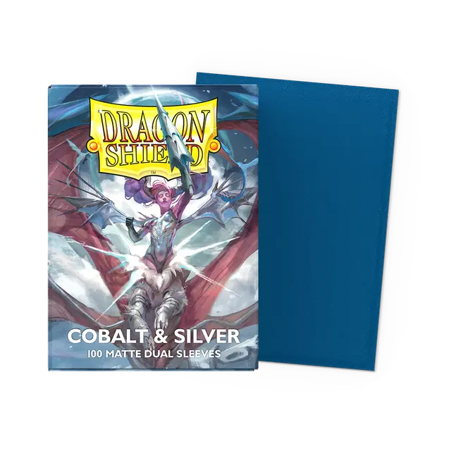 Dragon Shield Sleeves: Standard DUAL - Matte Cobalt/Silver (100 ct.)