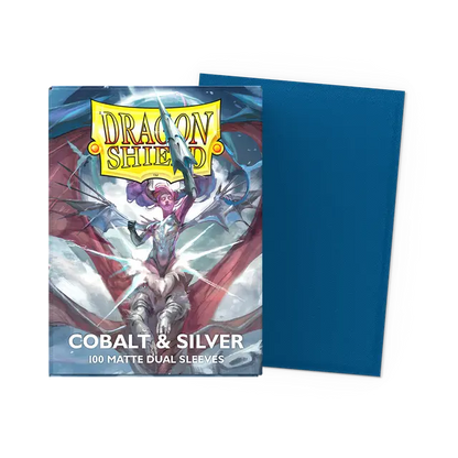 Dragon Shield Sleeves: Standard DUAL - Matte Cobalt/Silver (100 ct.)