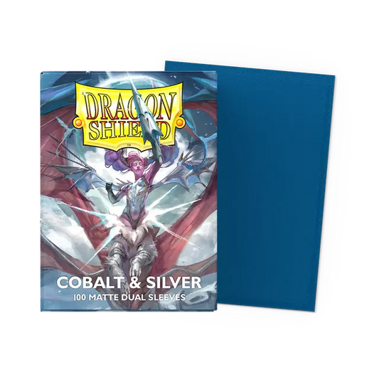 Dragon Shield Sleeves: Standard DUAL - Matte Cobalt/Silver (100 ct.)