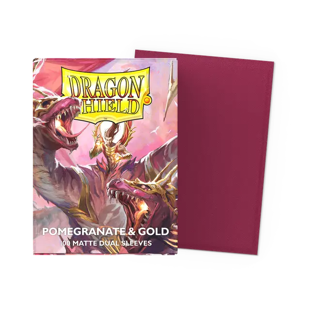 Dragon Shield Sleeves: Standard DUAL - Matte Pomegranate/Gold (100 ct.)