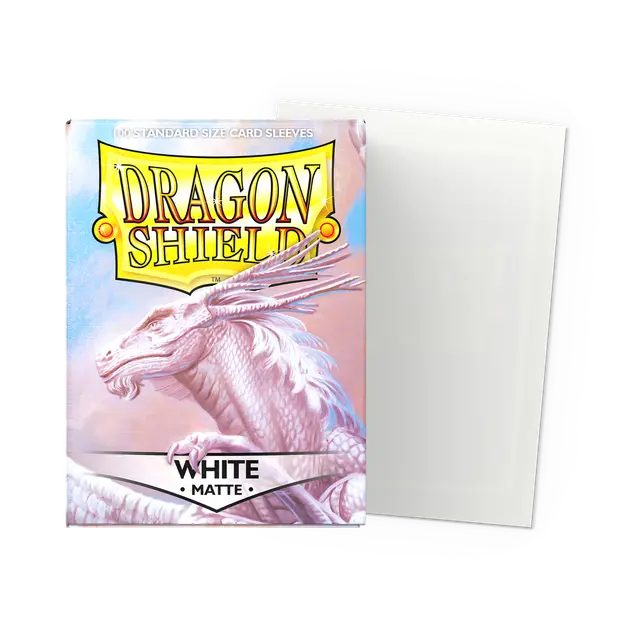 Dragon Shield card sleeves packaging with a white dragon illustration on a white background